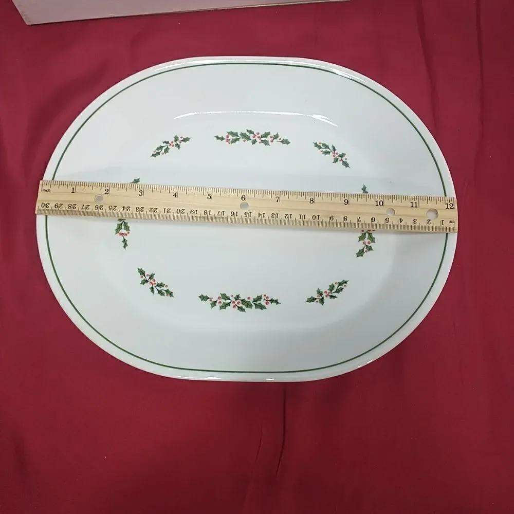 Corelle Christmas Holly Days Serving Platter 10 inch By 12 Inch vintage.